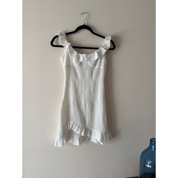 Princess Polly Dresses & Skirts - Princess Polly White Smocked Ruffle Mini Dress